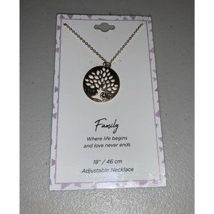 Fashion Jewelry 18” Necklace Chain Love Life Family Tree Charm Gold New